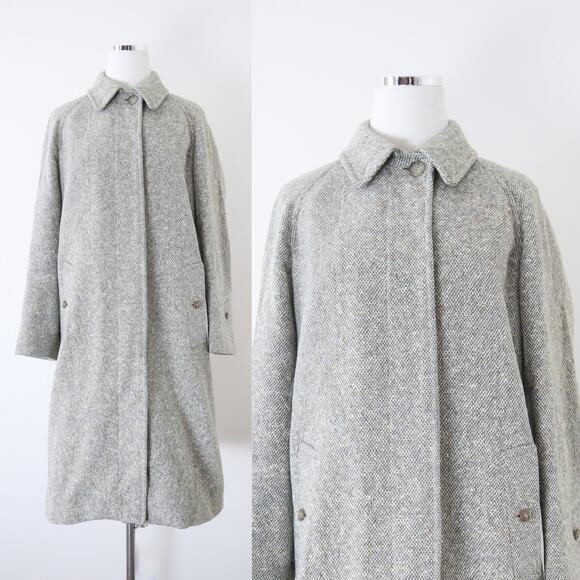 Burberry Jackets & Blazers - Vintage Burberry Women's Irish Tweed Car Coat Collared Overcoat